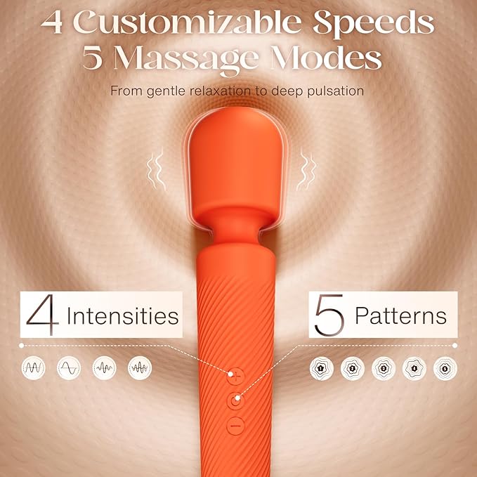 MOOLIGIRL Handheld Massager-Cordless Massage Tool with 4 Speeds 5 Modes, 360° Flexible Head, IPX6 Waterproof & Body-Safe Silicone for Muscle Relaxation