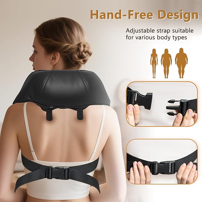 Joyset Neck Massager with Heat, Cordless Shiatsu Neck Massager for Pain Relief Deep Tissue, 6D Kneading Shiatsu Shoulder Massager for Mother's Day, Dad Mom and Friend