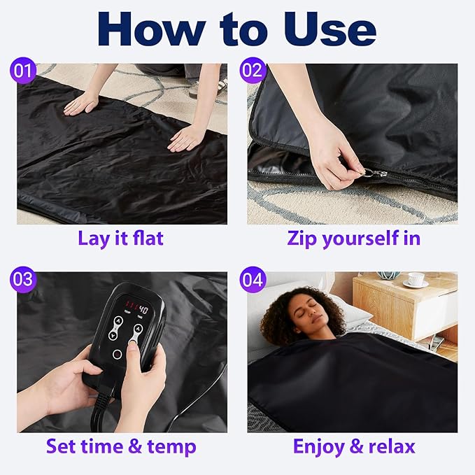 Sauna Blanket for Home, Portable Full Body Heating Wrap with Adjustable Temperature & Timer, Durable Oxford Fabric, Foldable Personal Spa Blanket