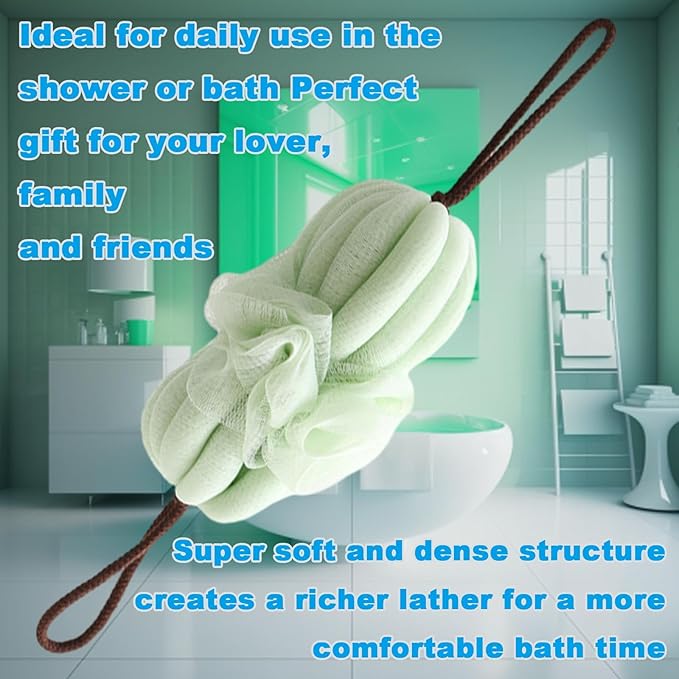 Large 85g Green Bath Loofah Sponge Loofa Luffas Shower Puff Pouf Ball Exfoliating Body Back Scrubber for Men&Women