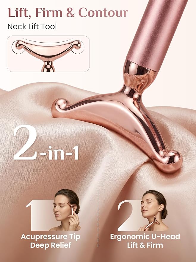 Rena Chris Gua Sha & Neck Lift Tool - Manual Face Massager & Jawline Sculptor for Puffiness - Handheld Stainless Steel Set for Skin Firming & Fine Lines