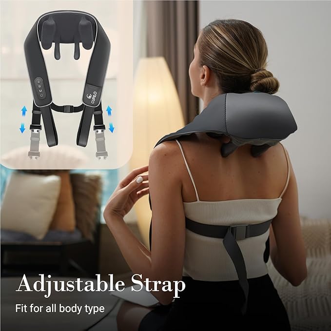 CuPiLo Shiatsu Neck and Shoulder Massager with Heat [Remote Control], FSA Eligible HSA, 6D Kneading Neck Massager for Pain Relief Deep Tissue, Gifts for Men Women