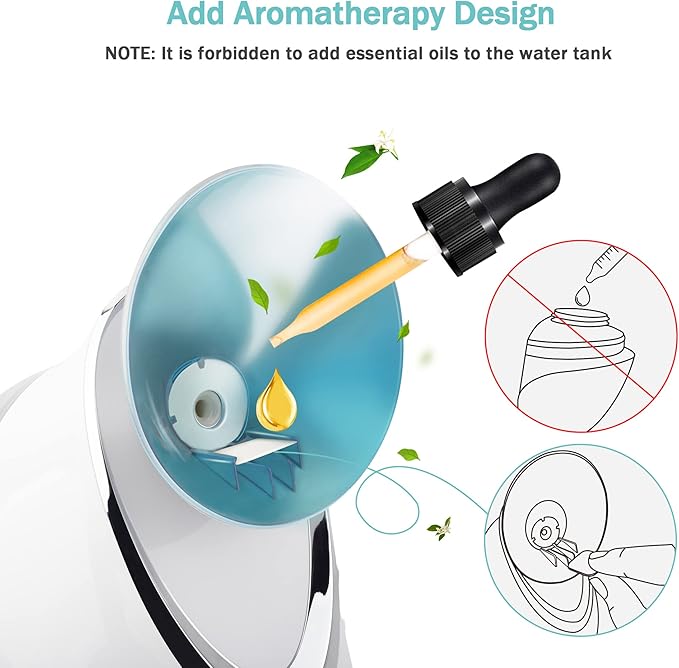 Facial Steamer EZBASICS Ionic Face Steamer for Home Facial, Warm Mist Humidifier Atomizer for Face Sauna Spa Sinuses Moisturizing, Unclogs Pores, Bonus Stainless Steel Skin Kit Blue