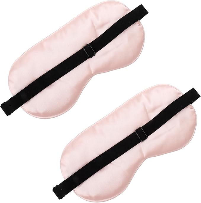 2 PCS Pink Satin Sleep Masks, Adjustable Silk Eye Mask for Sleeping, Eye Sleep Shade Cover, Blind Folds Soft Breathable Blindfold for Play Party Games Airplane Travel Essentials Cover Gifts