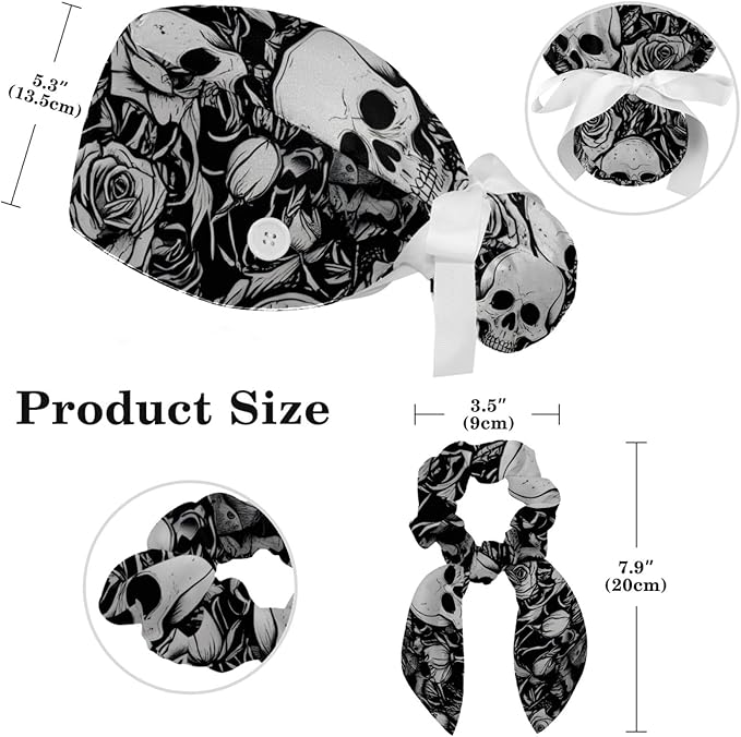 Scrub Cap with Hair Scrunchy, Ponytail Holder Surgical Cap