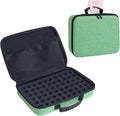 Essential Oils Carrying Case Holds 60 Grids for 1-3ML Roller Bottles 5ml, 10ml, 15ml Bottles Storage Organizer Bag Hard Shell EVA, Essential Oil Bag with Detachable Sponge Pad Green