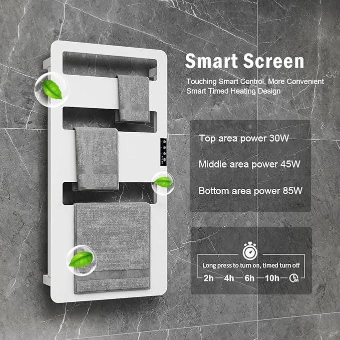 Towel Warmer with Timer for Bathroom, Heated Towel Rack Wall Mounted, Electric Towel Warmers, Bath Towel Heater, Bath Towel Dryer, Hardwired or Plug-in - 35 x18 inch