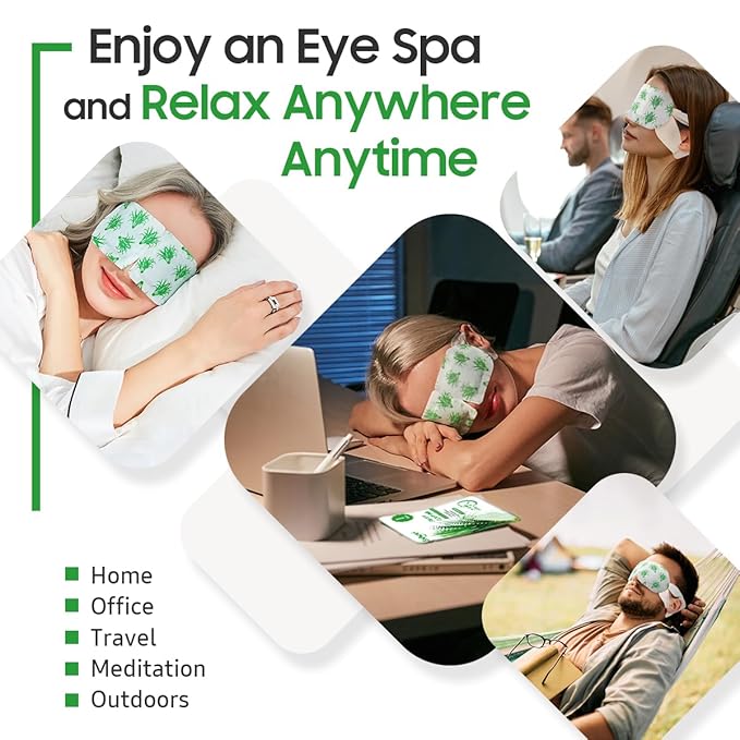 BeHoomi 30Packs Steam Eye Mask, Heated Eye Mask Warm Compress for Eyes, Self Heating Disposable Steam Mask for Home Sleep, Spa, Travel Essentials & Relaxation Gifts, Mothers Day Gifts (Lemongrass)