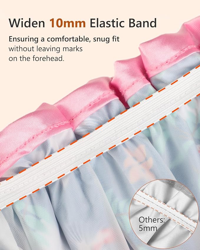 mikimini Large Shower Cap for Women Long Hair, 2 Pack,Flamingo Shower Caps with Pink Lace, Double-layer Waterproof, Reusable, Washable,X-Large (Pack of 2)