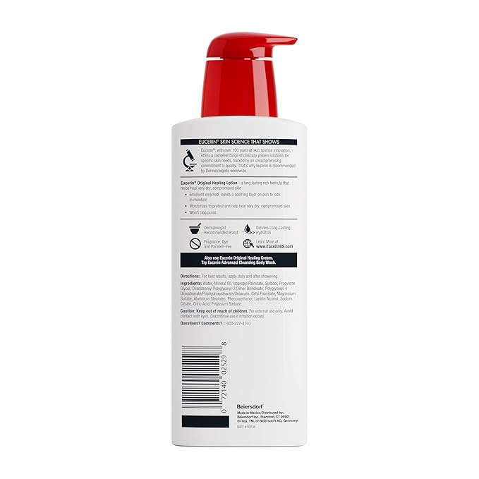 Eucerin Original Healing Rich Body Lotion for Extremely Dry, Compromised Skin, Mothers Day Gifts, 6.9 Fl Oz Bottle