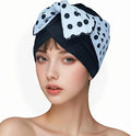 Luckiest MAP Swim Caps Women Adult Retro Polka Dot Bowknot SwimCap for Long and Short Hair Protection,Contouring of The Face, for Swimming Pool/Beach/spa Resorts/Water Aerobics/Spa/Water Park