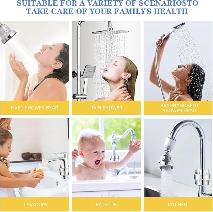 2 Pcs Shower Filter, 36 Stage Shower Head Filter for Hard Water,Heavy Duty Water Softener,Shower Showerhead Filter for Hard Water,Removes Chlorine,Fluoride, Vitamin C E A Infusion–Improves Skin & Hair