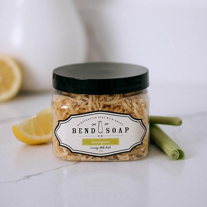 Bend Soap Company Milk Bath, 100% Natural Ingredients, Gentle Cleanser, Hydrates Moisturize and Softens The Skin, Handcrafted Goat Milk Soap, Essential Oil, 2 lbs - Lemongrass