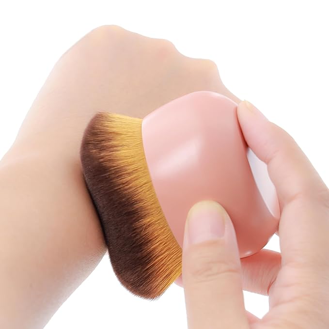 Oversize Self Tanner Brush, Kabuki Brush for Body, Foundation Makeup Brush for Fake Tan, Sunless Tanner Makeup Brushes, Self Tanning Mitt Applicator for Self Tan, Self Tan Mousse Blending Brush (Pink)