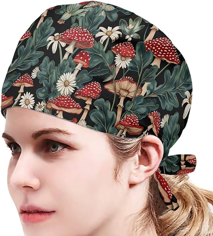 JoyLamoria Novelty Printed Cap with Sweatband Women Men Adjustable Tie Back Hats for Paiting