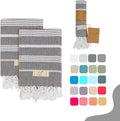 Hand Towels - Set of 2, 18" x 30" inches, Cotton, Decorative Peshtemal Cotton Hand Towels for Kitchen, Bath, Guest, Face, Hair, Gym, Yoga, Dishcloth, Travel (Anthracite)