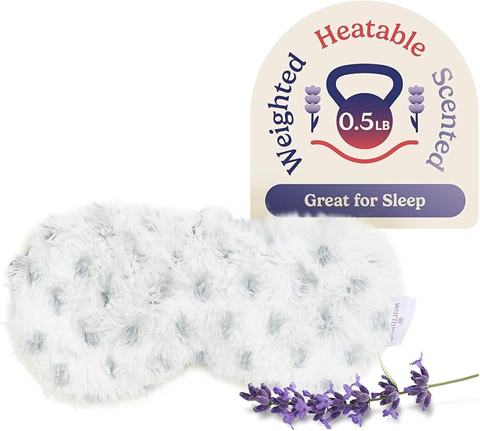 warmies Microwavable Eye Mask for Warmth & Comfort - Heating & Cooling Compress for Calming Relaxation - Weighted & Heated Eye Mask with Scented Lavender for Sleeping - Snowy