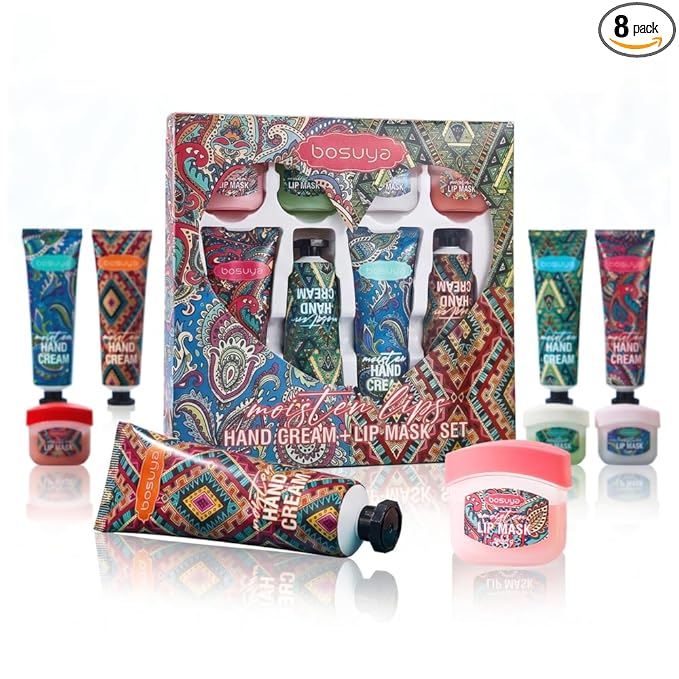 Hand Cream and Lip Balm Set, Hand Lotion and Chapstick Gift Set, 8 Pack Moisturizing Skin Care, Bulk Thank You Gifts, Party Favors for Women, Bridal Shower, Baby Shower, Christmas
