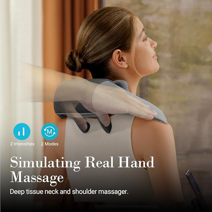 CuPiLo Neck Shoulder Massager with Heat - FSA Eligible, 4D Expert Deep Tissue Kneading Massager, Rechargeable Massage for Neck, Shoulder, Traps and Back Pain Relief