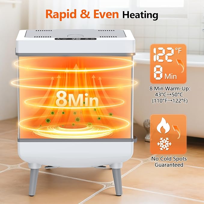 kapebow 35L Luxury Foldable Towel Warmer, 600W Fast Heating, Auto Shut Off, Fits 3 Large Towels (45x70), Bathrobes & Blankets, Heat/Dry Modes, 24H Delay, Perfect for Bathroom, Spa, Home (UL Listed)