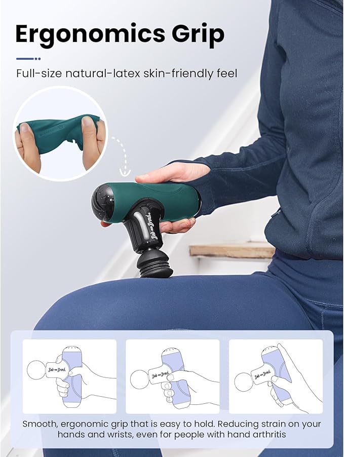 BOB AND BRAD Q2 Mini Massage Gun, Pocket-Sized Deep Tissue Massager Gun, Portable Percussion Muscle Massager Gun, Ultra Small & Quiet Muscle Massage Gun with Carry Case