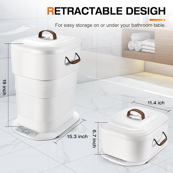Large Towel Warmer for Bathroom - 27L Foldable Towel Warmer Bucket with LCD Display & Remote Control, Auto Shut Off, Fits Up to Two 40"X70" Oversized Towels, Bathrobes, Blankets, and More