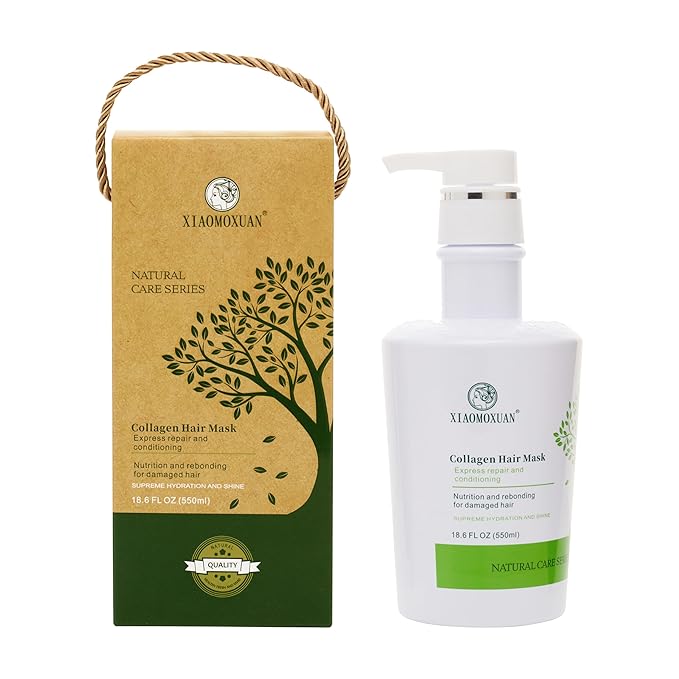 Xiaomoxuan Organic Plant-Based Collagen Hair Mask with Tea Tree Oil for Dry Damaged, Frizzy Hair - Split End Repair Treatment, Hydrating & Strengthening