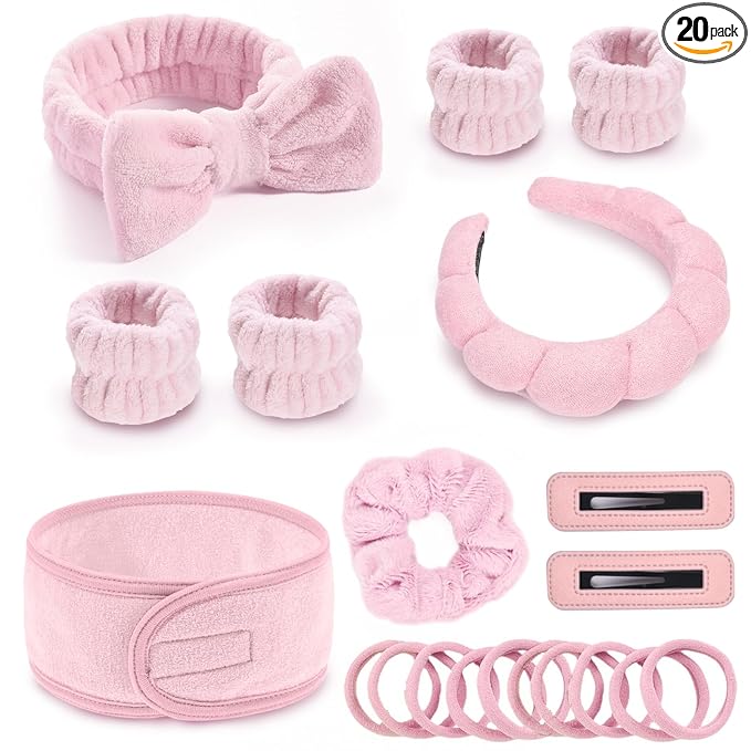 Spa Gift Set: Bubble Headband, Face Wash Headband, Skin Care Wristbands for Ladies and Women