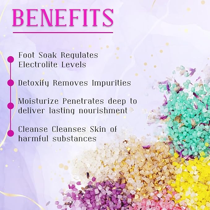 Bath Salts for Women Relaxing, Bath Salts Gift Set, Travel Size with Dead Sea Salt, Essential Oil, Dried Flower, Minerals, Mothers Day Birthday Gift, Spa Bath & Foot Soak, individual packets, 8 Scents