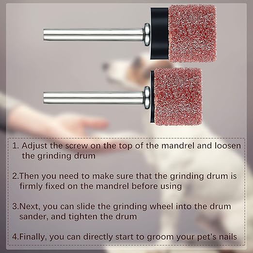 22 Pet Nail Grinder Replacement Kit with Grit Sanding Bands Pet Smoother Claw Care Black Grinding Drums Dog Nail Grinder Replacement Dog Claw Grooming Supplies(1/2 Inch 120 Grit)
