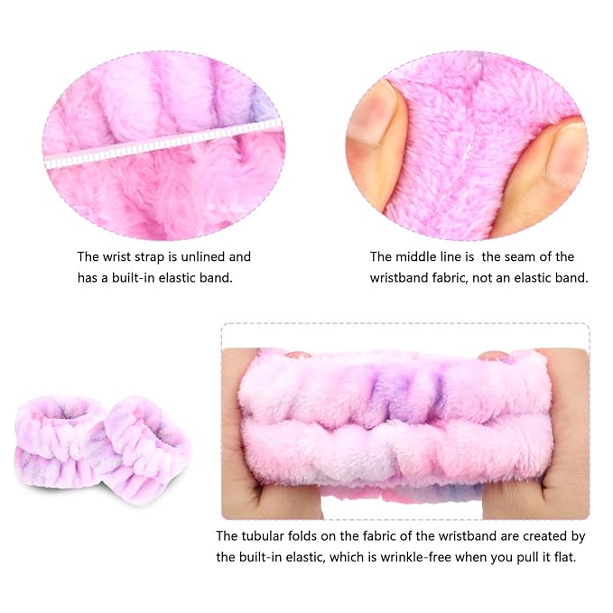 CIEHER 12 PCS Makeup Headband for Women Wrist Washband Scrunchies Cuffs for Washing Face, Soft Bow Hair Band Matching WriMakeup Headband for Women stbands (9 Pack Multi-colored)