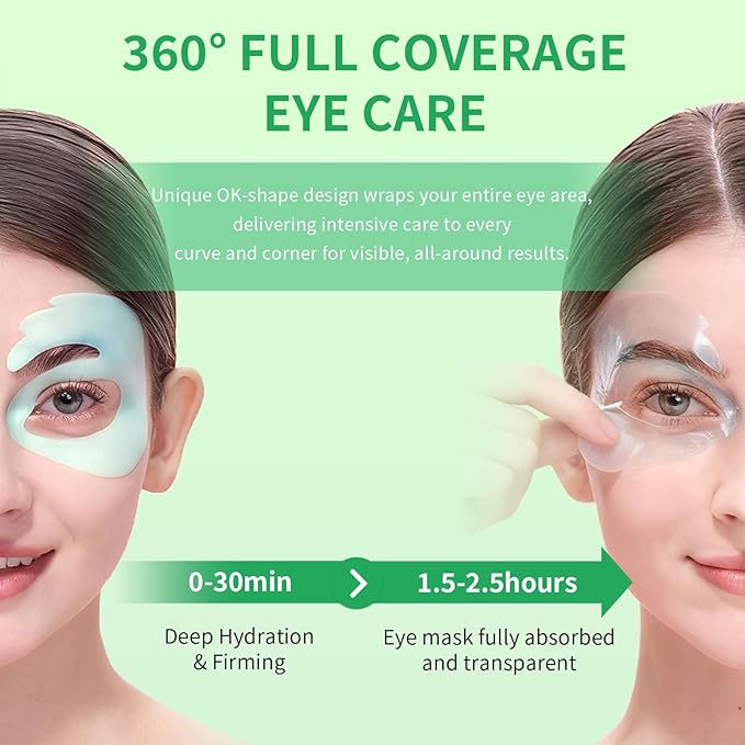 SPODARE OK Shape Eye Masks, 360° Fit Under Eye Patches with Collagen and Lavender Flower Extract, Firming Eye Masks for Puffy Eyes, Wrinkles, Self Care Gifts for Women - 18 Pairs, Calm Green