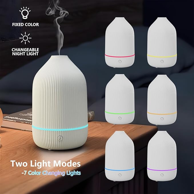 SOICARE Diffuser,USB Plug-in Car Portable Aromatherapy Diffuser,Essential Oils for Diffusers with 7 Colors Lights 2 Switch Mode Waterless Auto Off for Car Home Office Room (USB Power)