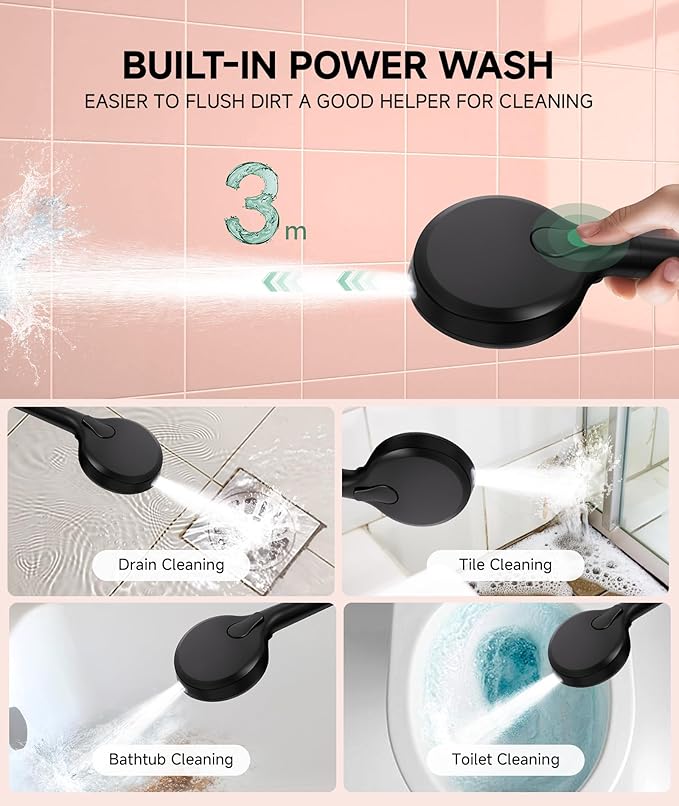 SunCleanse Filtered Shower Head with Handheld,9-Spray Setting High Pressure Detachable Shower Head with 4 Filters for Hard Water - Filter Chlorine, Improve Skin and Hair Texture(4 Filters, Chrome)