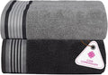 CASA COPENHAGEN He & She 2Pcs 100% Egyptian Cotton Large Designer Bathsheet Towels Gift Set- Pine Grey - Grey Voilet, 550GSM, 35"x70" 2Bath Sheet Towels for Bathroom Set for Women & Men
