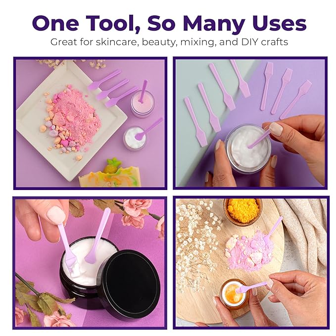 Kopperko Mini Beauty Spatula (2.5", 500 Pack) - Small Beauty Spatulas for Creams, Cosmetics & Crafts | Moisturizer Applicator for Mixing, Cosmetic, Face Mask | Disposable Makeup Spoon | Purple