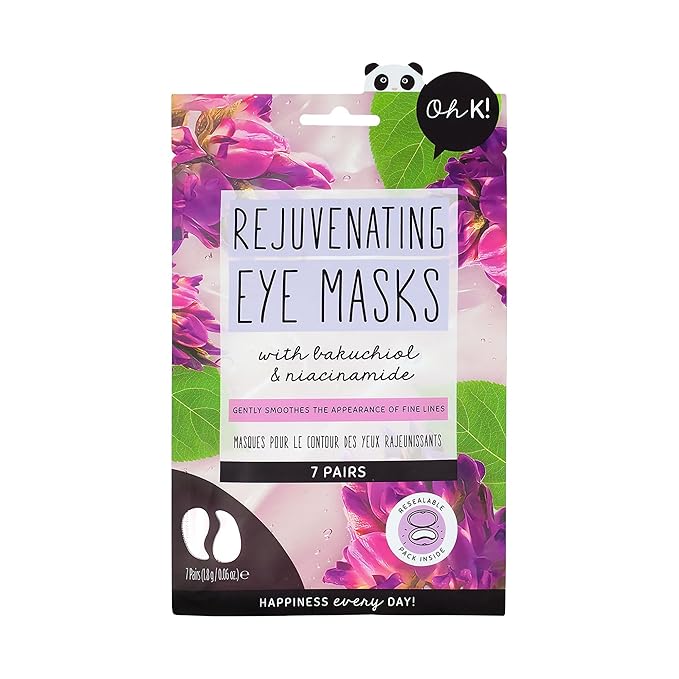 Oh K! Eye Mask - Rejuvenating - Hydrating Under Eye Patches - Depuffing Undereye Patches with Niacinamide - Hydrogel Mask for Dark Circles - 7 Pairs