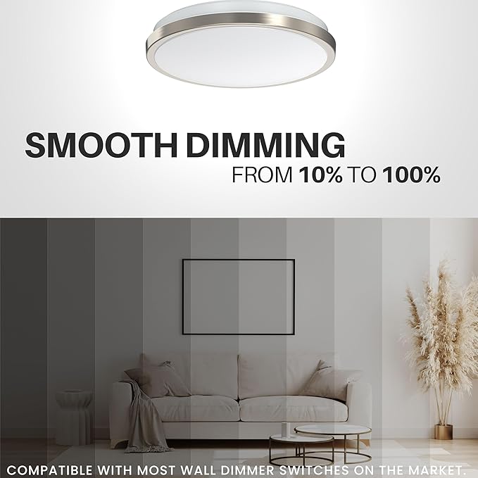 DYMOND LED Ceiling Light Flush Mount 10 Inches Ceiling Light Fixture Dimmable for Bathroom, Kitchen, Laundry Room (3000K Warm White, 10 inches)