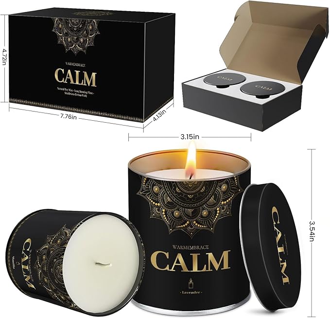 WarmEmbrace Scented Candles, 9 Oz Candle Sets for Home, Office, Meditation, Yoga, Candle Set for Women & Men, Mother's Day, Birthday, Christmas, Anniversary Present (2 Pack, Lavender & Vanilla)