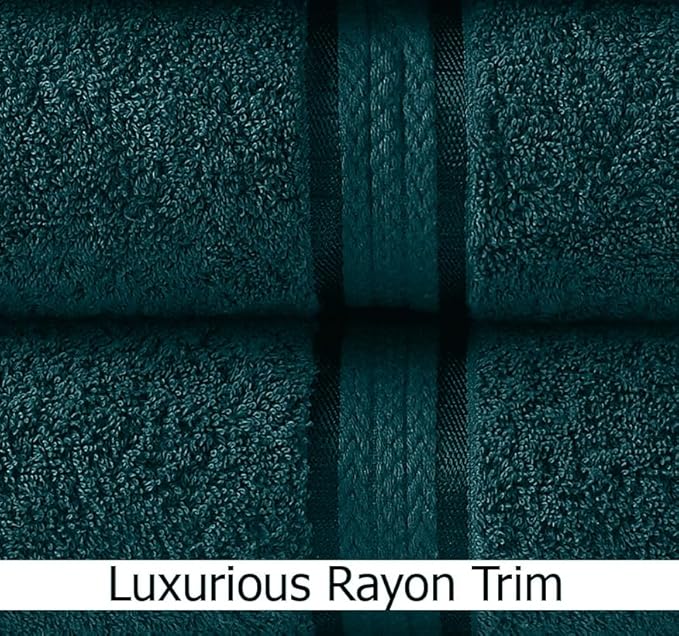 Cotton Craft Ultra Soft 12 Pack Wash Cloths 12x12 Teal Weighs 2 Ounces Each - 100% Pure Ringspun Cotton - Luxurious Rayon Trim - Ideal for Everyday use - Easy Care Machine wash