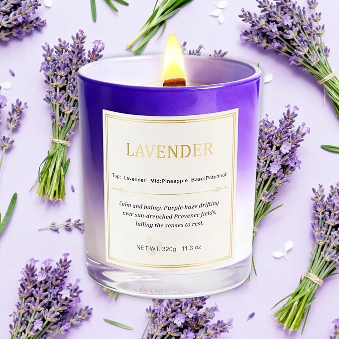 Scented Candles for Home,2 Pack Wood Wick Soy Wax Scented Candles with Gift Boxes, Long Lasting Relaxing Aromatherapy Candles for Home Decor, Holiday Gifts