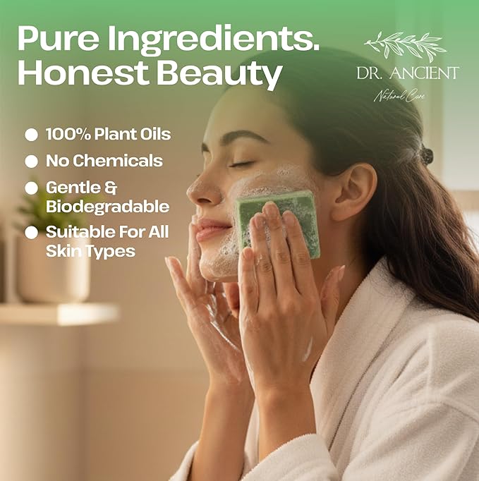 Dr.Ancient Stinging Nettle Soap Bar, Organic Soap Bars Handcrafted the Traditional Way, Natural Chemical-Free, Vegan, Used for Face Wash, Body Wash, Hand Cleansing, Daily Skin Care, Herbal Cleanser