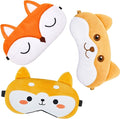 Haysandy 3 Pieces Sleep Mask for Kids Girls Cute Cat Sleeping Eye Cover Soft Mask Comfortable Funny Animal Night Eye Blindfold Cover for Kids Girls Women Home Travel(Dog, Fox)