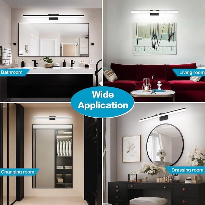 SOLFART 5 Color Temperature Dimmable 47.2 Inch Bathroom Light Fixtures Over Mirror Matt Black Vanity Lights for MirrorBathroom Bathroom Led Lights Light Bar 5CCT