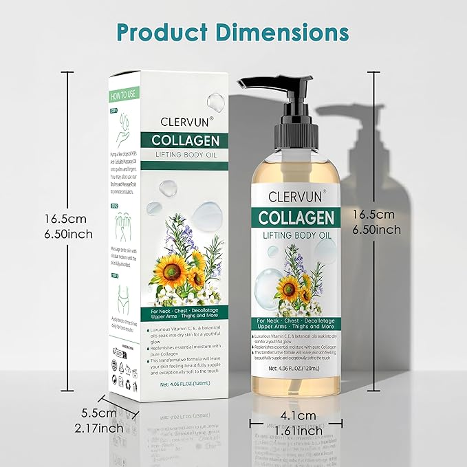Collagen Lifting Body Oil After Shower - Hydrating Body Oil Firming for Skin Tightening, Visible Anti Aging Moisturizing Collagen Oil, Fast-Absorbing Non-Greasy for Smooth Radiant Skin, 4.06 Fl Oz
