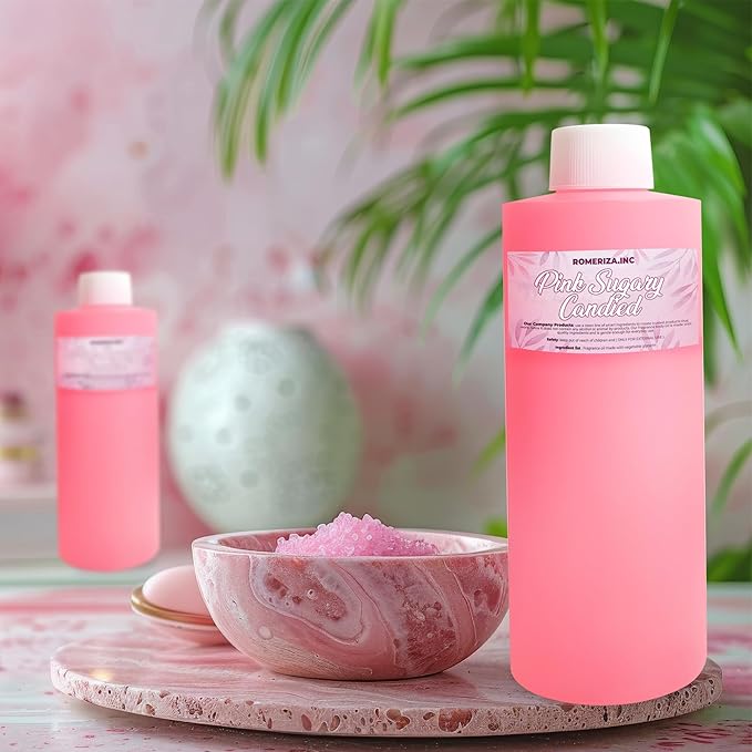 Pink Sugary Candied Natural Fragrance Body Oil - Luxury Scented Body Oil Perfume- Women’s Scented Oil - Long Lasting Perfume - Uncut Fragrance Oil in Plastic Bottle -10 Fl Oz (Pack of 1)