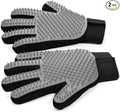 NVNAN Pet Hair Removal Glove for Dogs & Cats, 2-Pack 2-in-1 Deshedding Brush & Massage Mitt - Grooming Gloves for Shedding Control, Bathing and Washing, Safe for Short/Long Hair Pets (Gray))