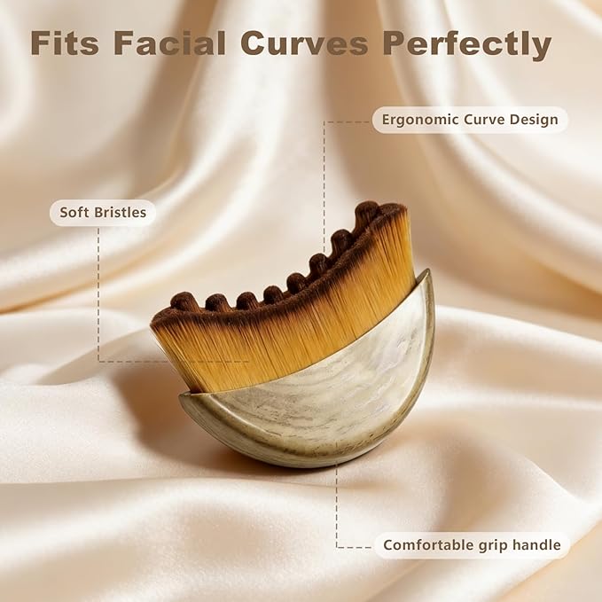 Lymphatic Contour Face Brush,Manual Lymphatic Drainage Massage Brush with Soft Hypoallergenic Bristles, Face Sculpting Brush for Jawline & Neck Lifting,Facial Tool & Face Depuffer