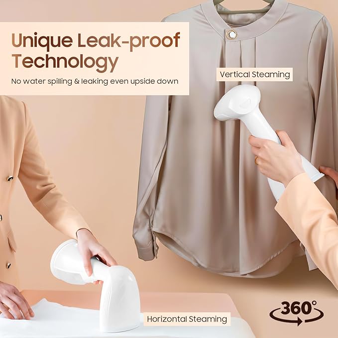 Portable Hand Held Steamer for Clothes - 1350W Handheld Clothes Steamer, 15S Rapid Heating, Garment Wrinkle Remover Fastly Make Clothes Soft, Large-Capacity Iron for Hotels/Travel, Mother's Day