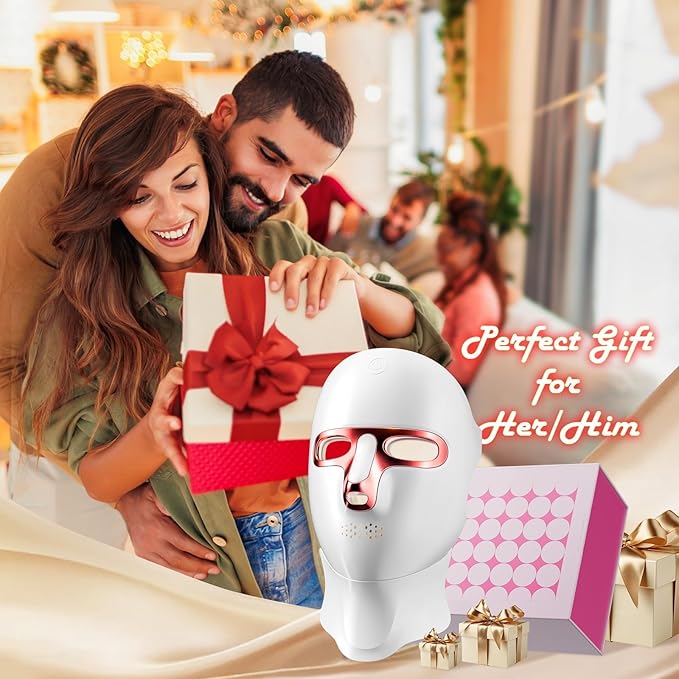 ONLUKY Red Light Therapy Mask for Face,Cordless LED Face Mask Light Therapy,USB C Rechargeable,Infrared Lights Masks for Home Working Travel Yoga Sleep